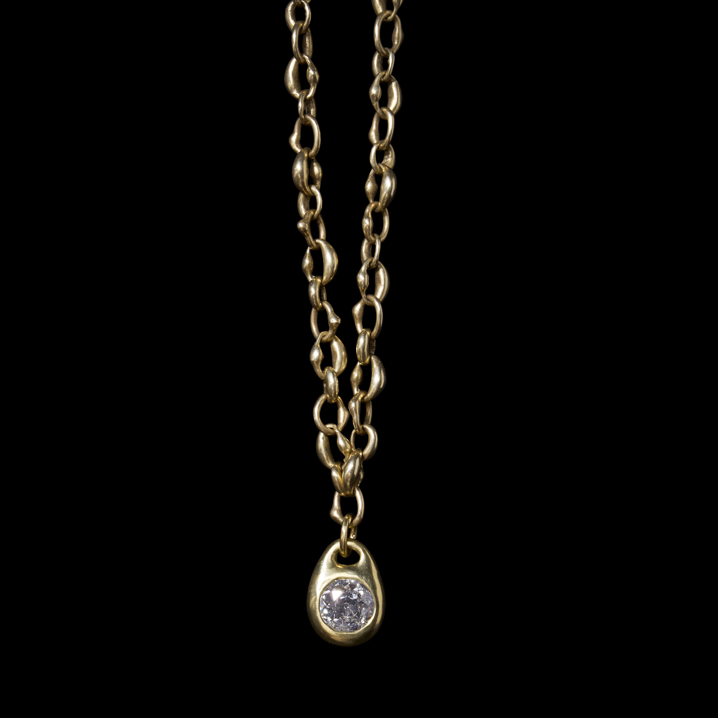 Diamond Locket Charm Pendant on  Handmade Chain Necklace
