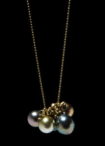 Molten Cluster Tahitian Black Pearl Charm Necklace