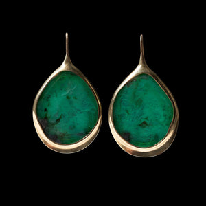 XL Emerald Slice Peacock Eye Earrings