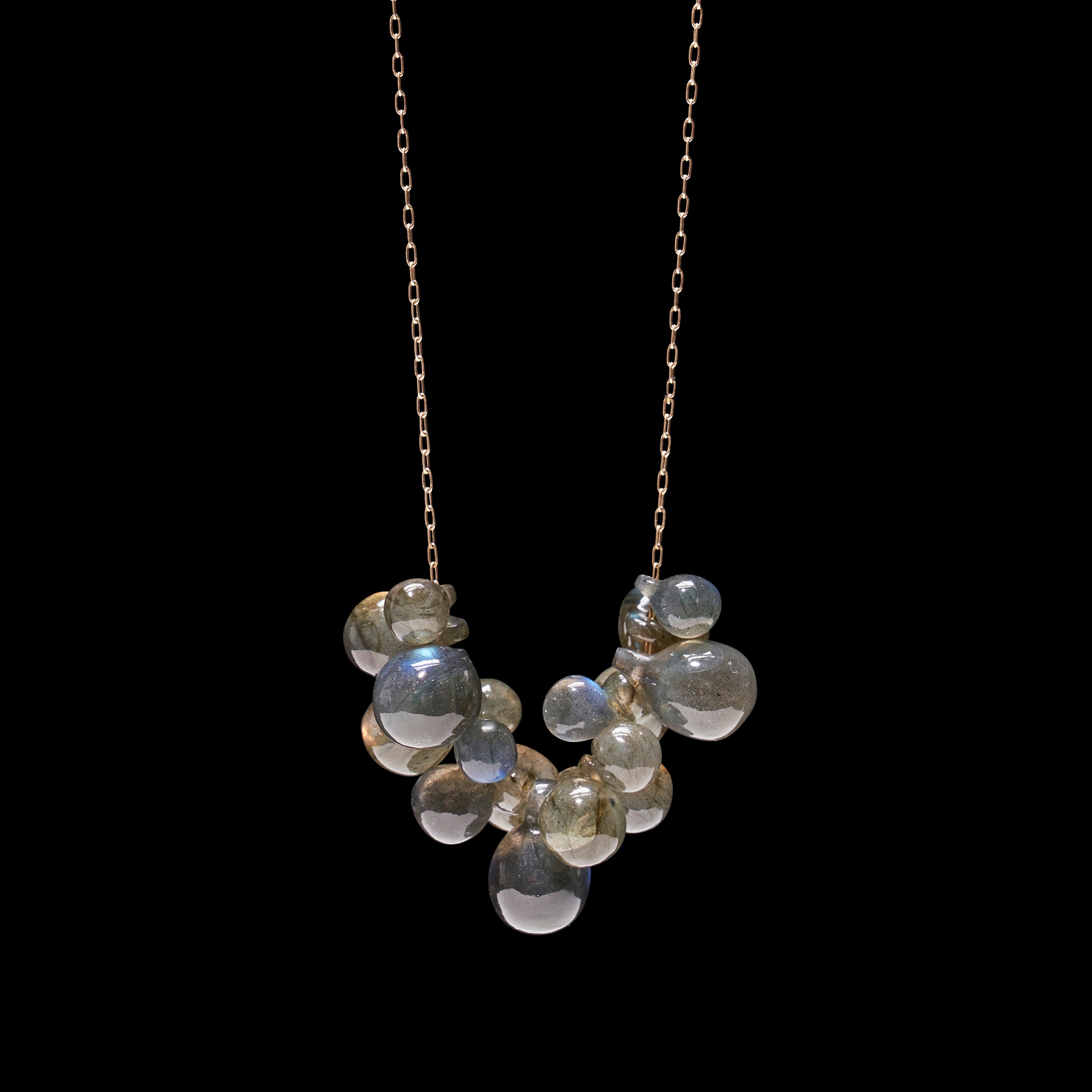 Hand Cut Stone Bubbles Cluster Necklace