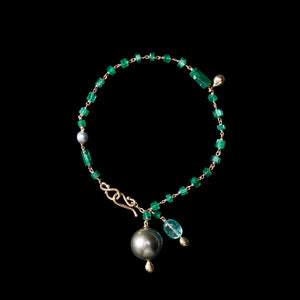 Emerald and Tahitian Luxe Charm Bracelet