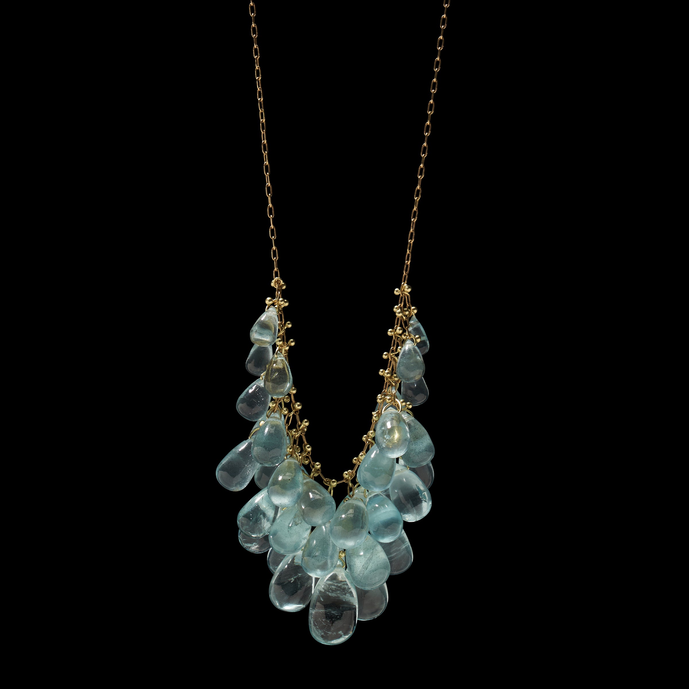 Aquamarine Briolette Waterfall Necklace