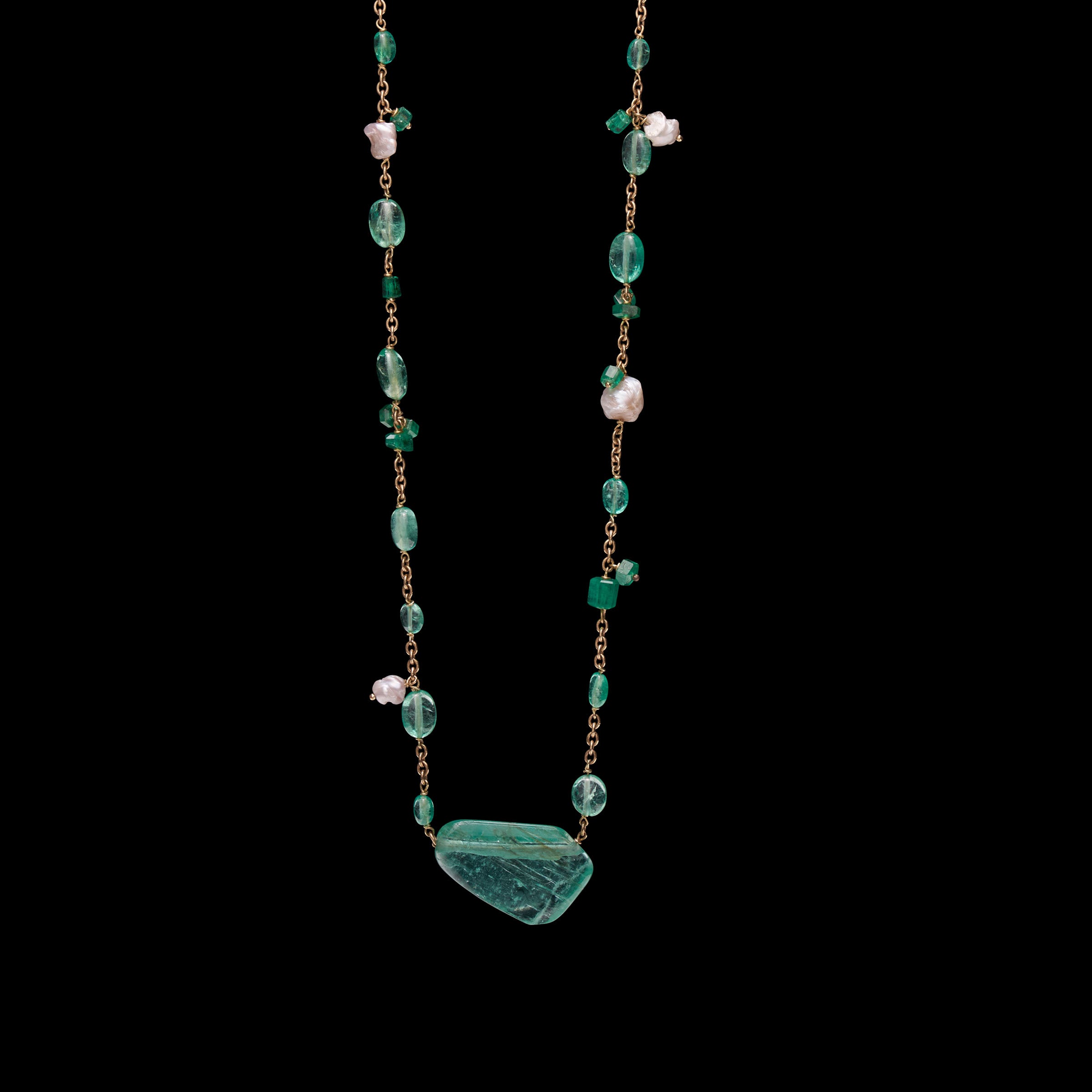 One of a Kind Emerald Assembled Necklace