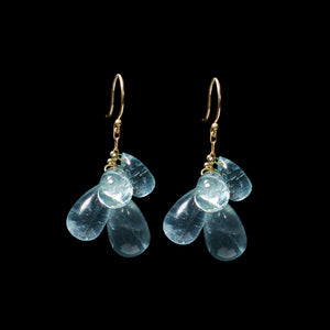 Briolette Small Cluster Drop Gold Earrings