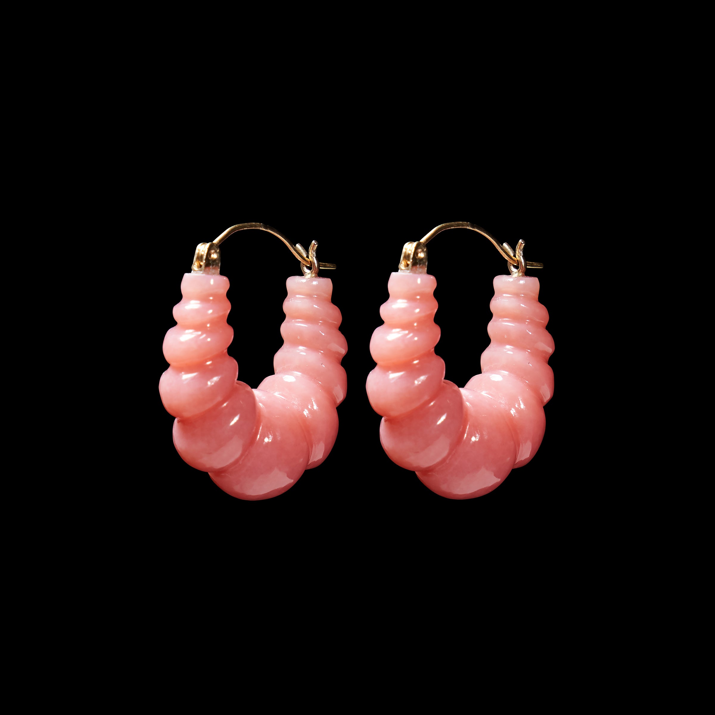 Carved Stone Hoop Earring