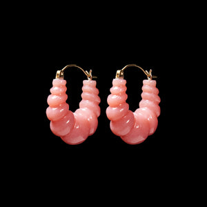 Carved Stone Hoop Earring