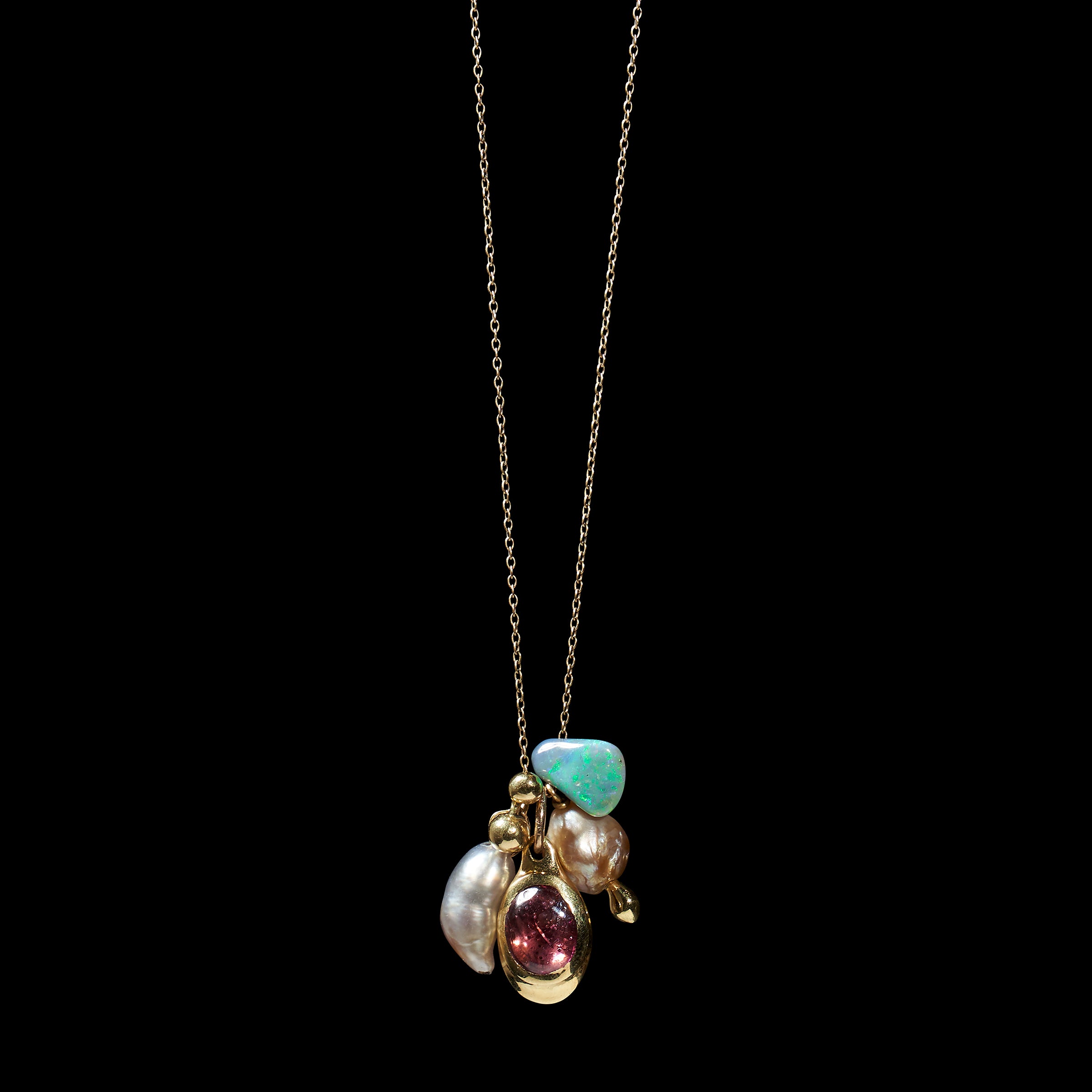 Opal and Spinel Mini Luxe Charm Necklace