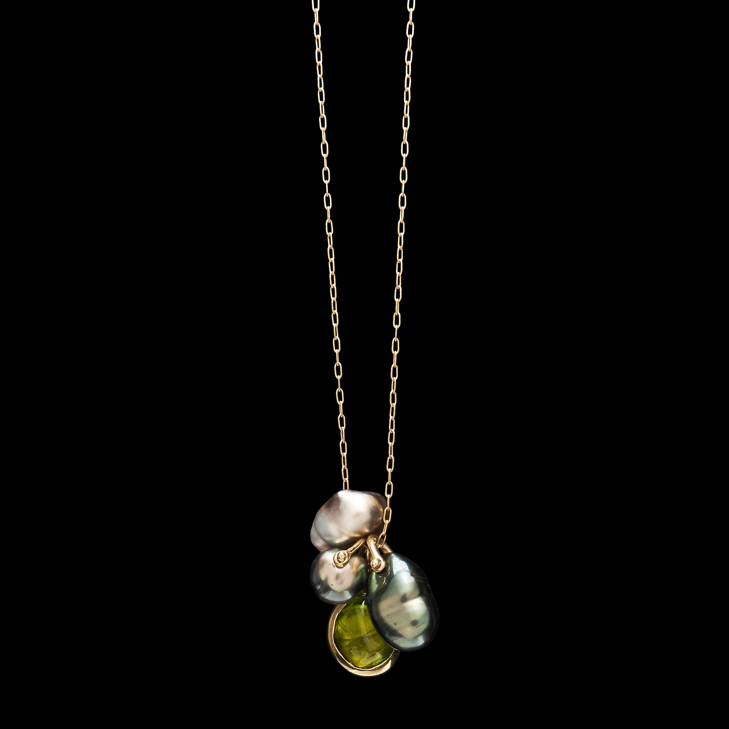 Peridot and Pearl Mini Luxe Charm Necklace