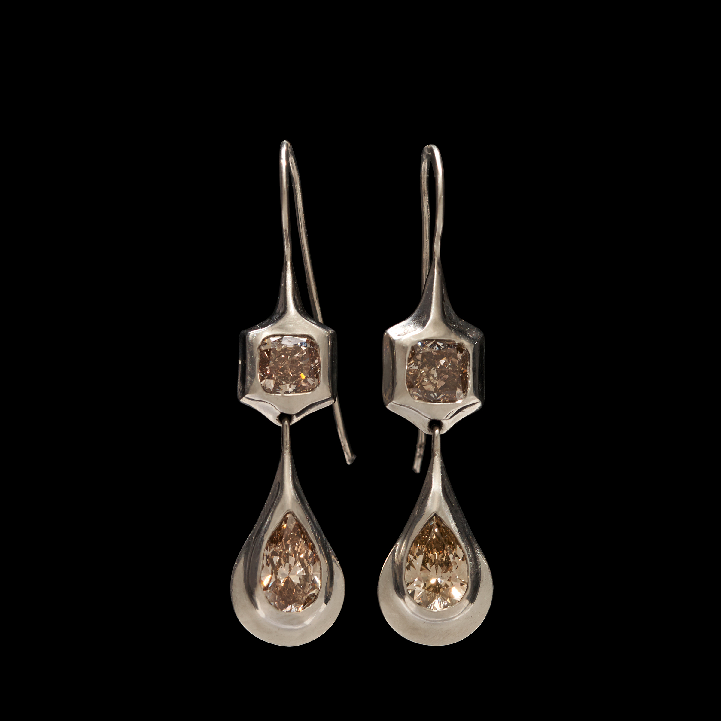 Platinum and Desert Diamond Drop Earring