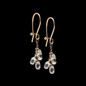 Briolette Small Cluster Drop Gold Earrings