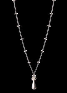 Studded Sterling Silver Teardrop Choker