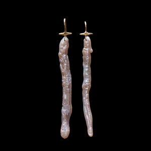 Long Keshi Pearl Stick Earring