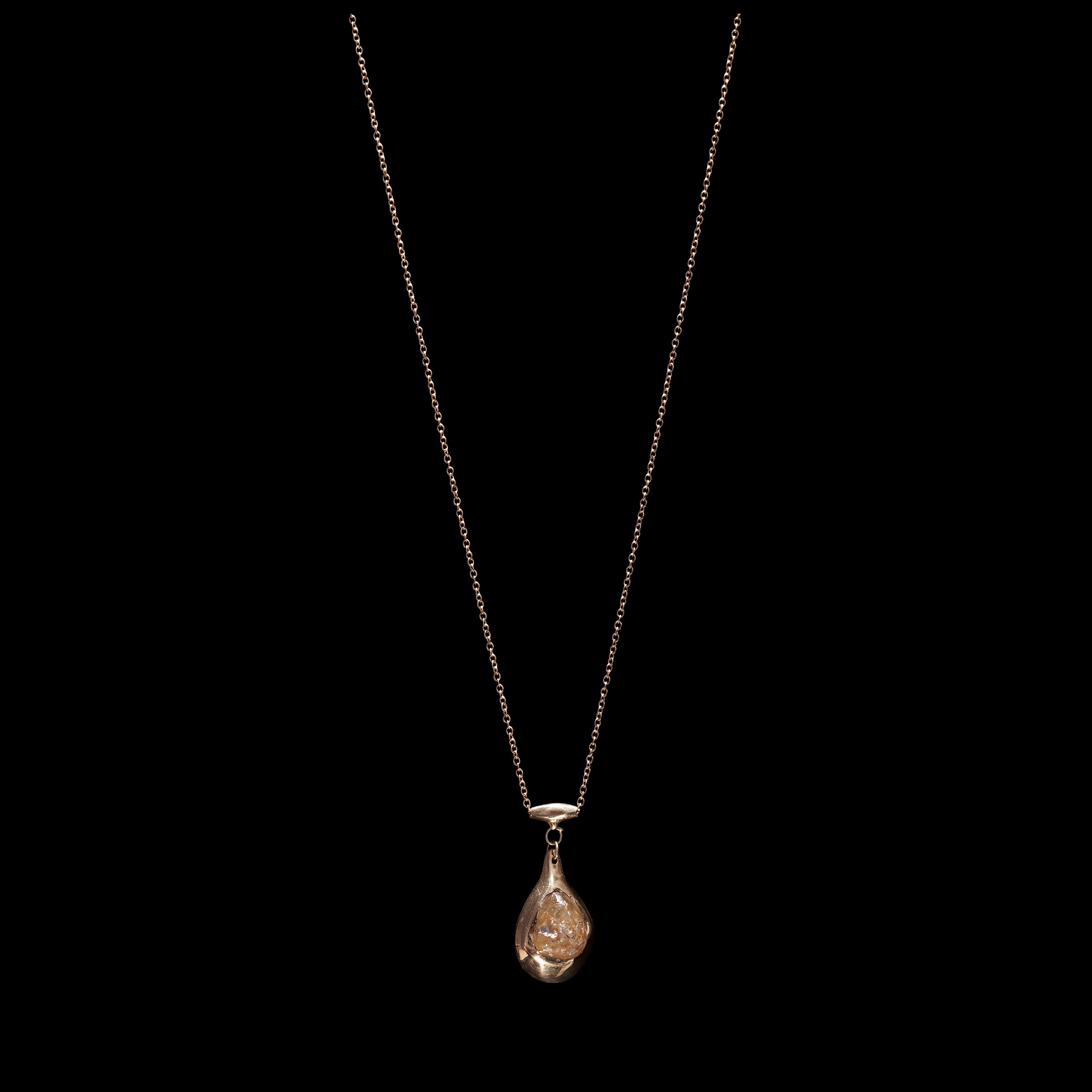 Diamond Crystal Holder Bead Pendant Necklace