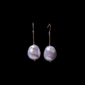 Large Baroque Pearl Cast Line Earring