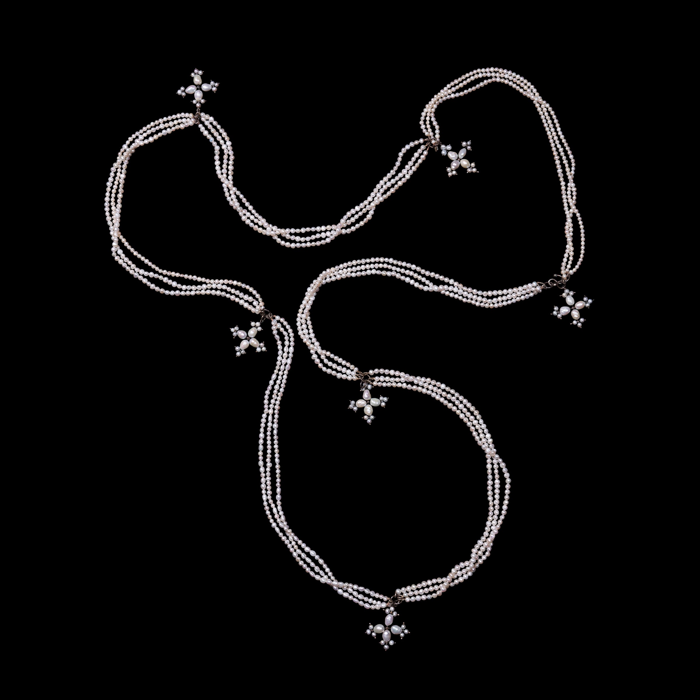 Freshwater Pearl Long Lariat with Pearl Roman Crosses