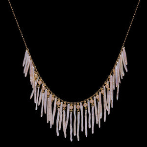 Pearl and Diamond Fringe Necklace
