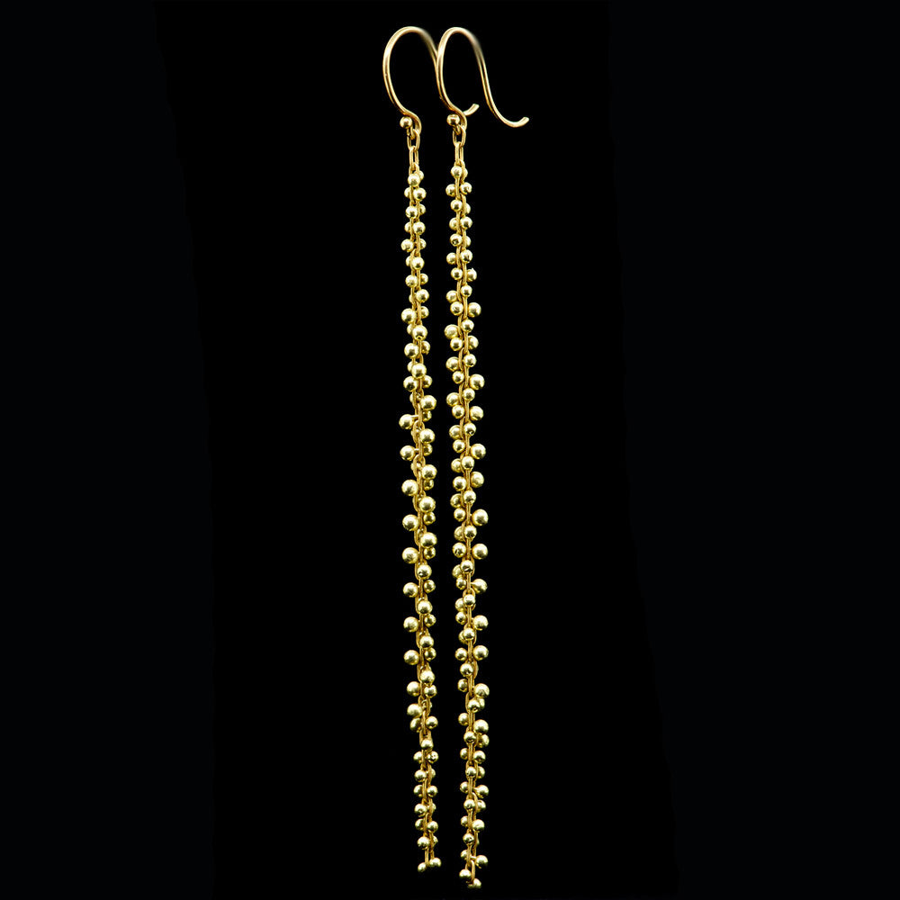 signature beaded extra long cluster earring