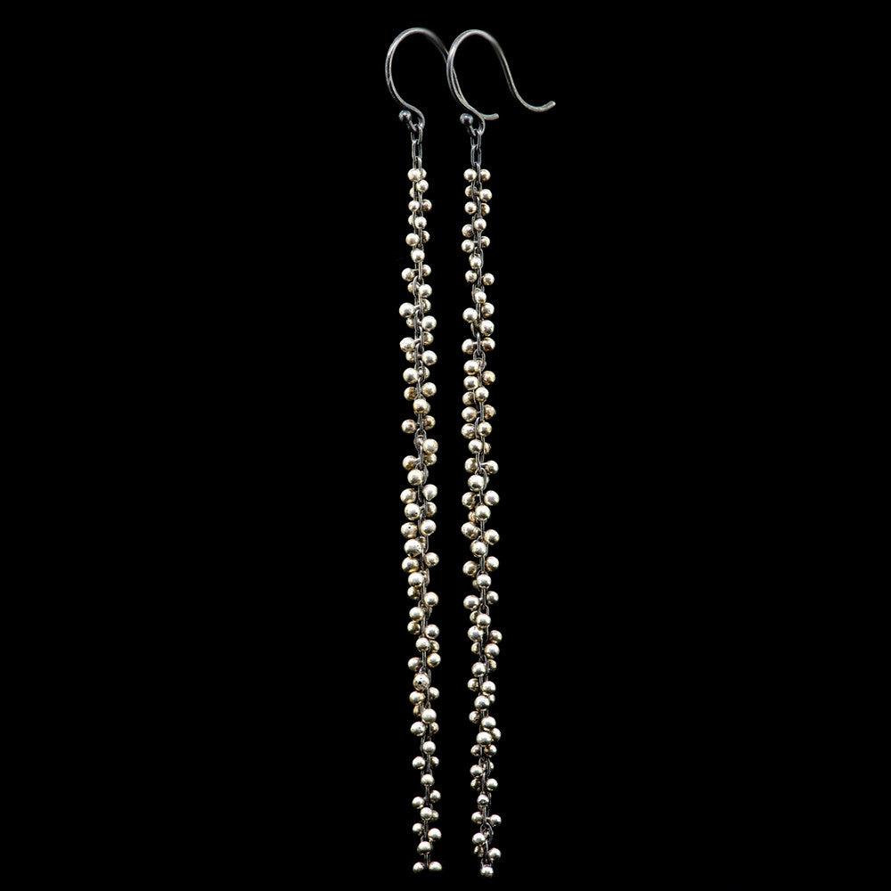 signature beaded extra long cluster earring