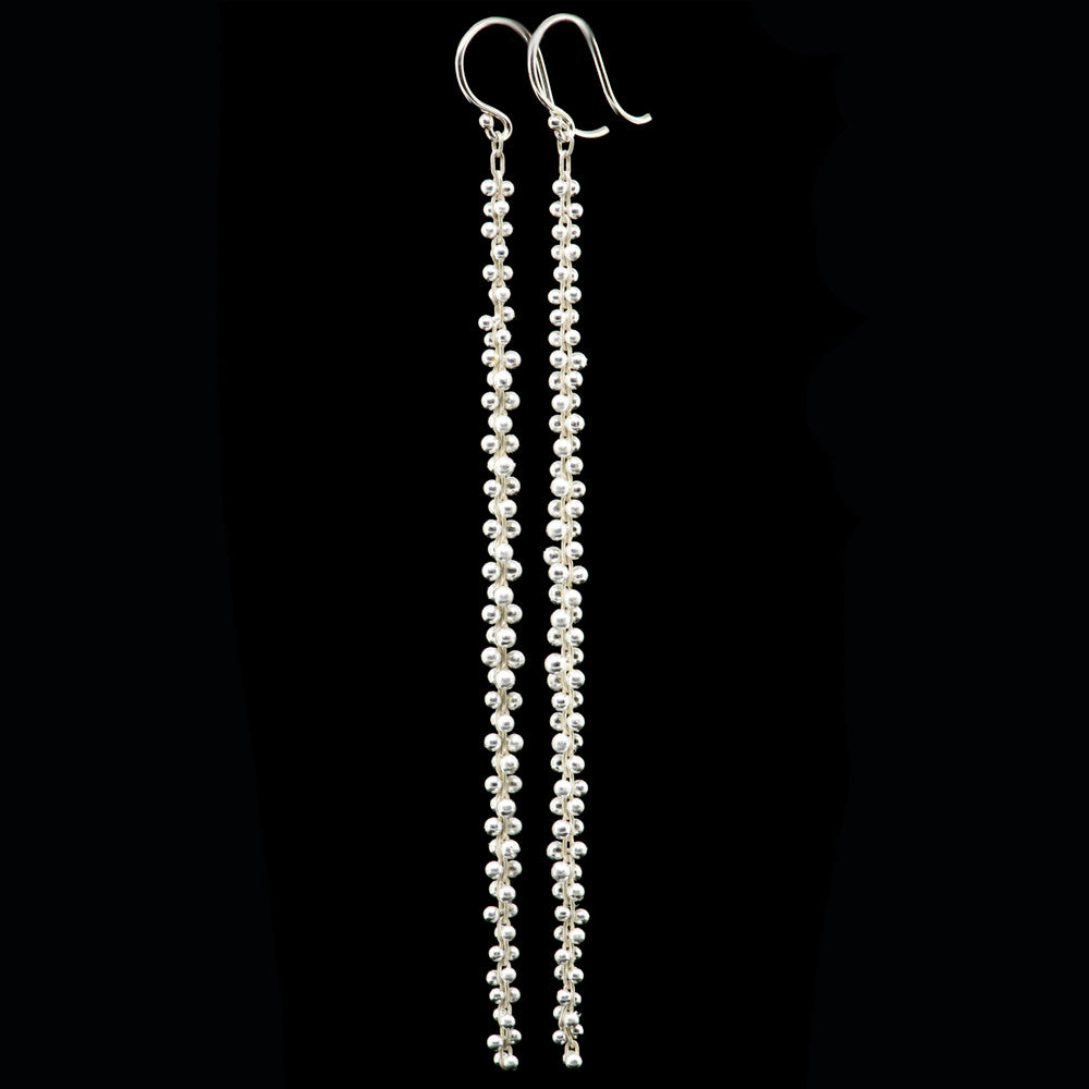 signature beaded extra long cluster earring