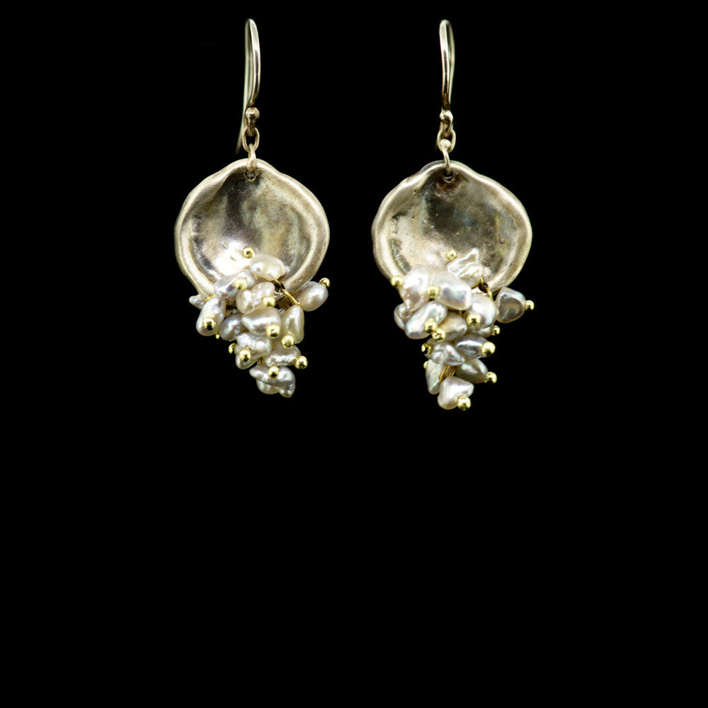 shell shape with pearl cluster earring