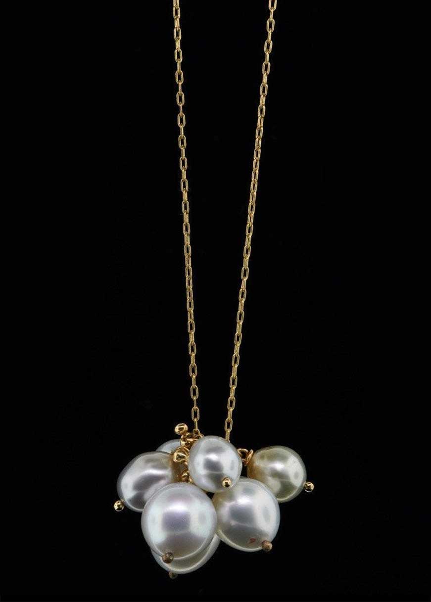 Vintage Pearl Cluster Pendant Necklace