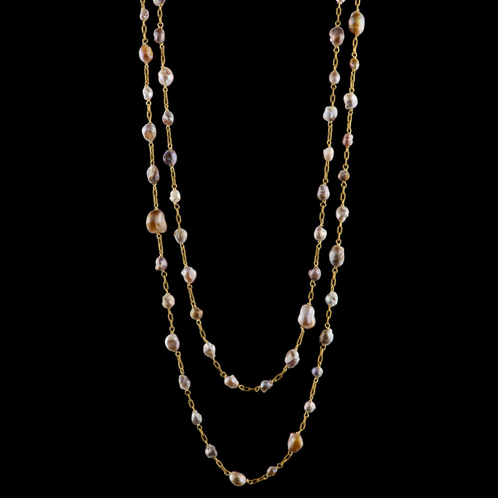 small american natural pearl long necklace