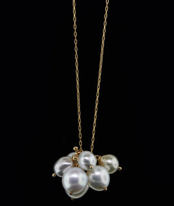 Molten Cluster Tahitian White Pearl Charm Necklace