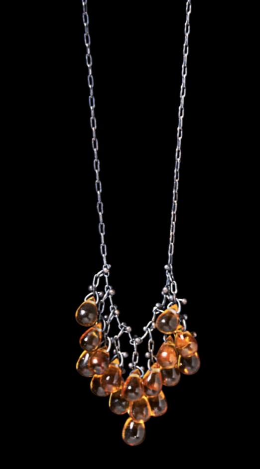 Citrine Oxidized Sterling Silver Waterfall Necklace