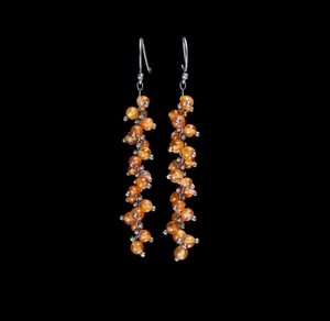 Long Spiral Beaded Earrings