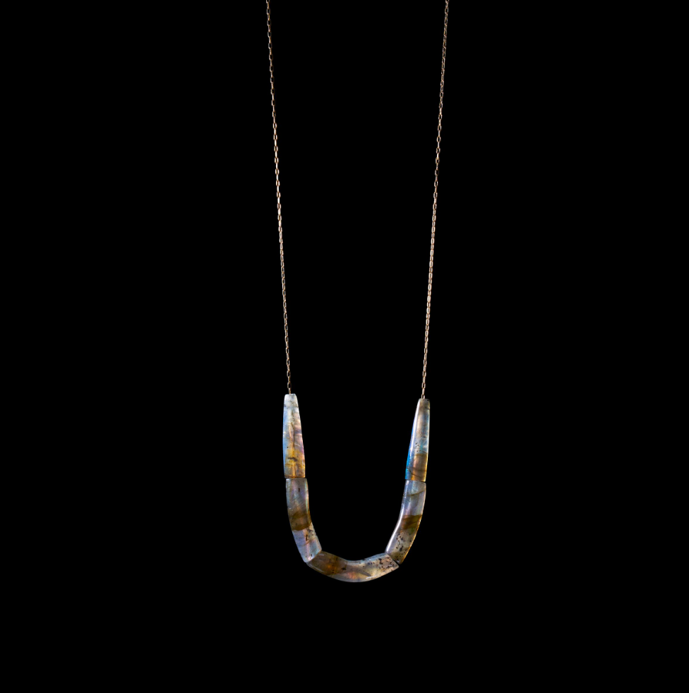 Hand Cut Stone Line Necklace