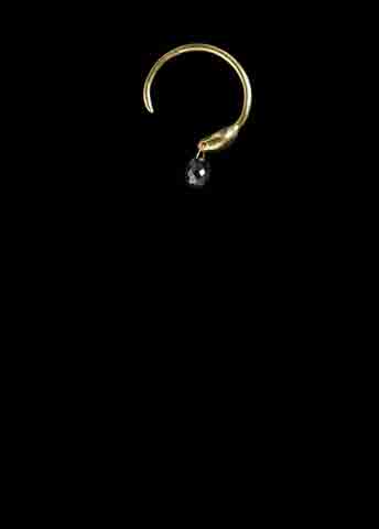 Tiny Seed Hoop with Black Diamond Briolette