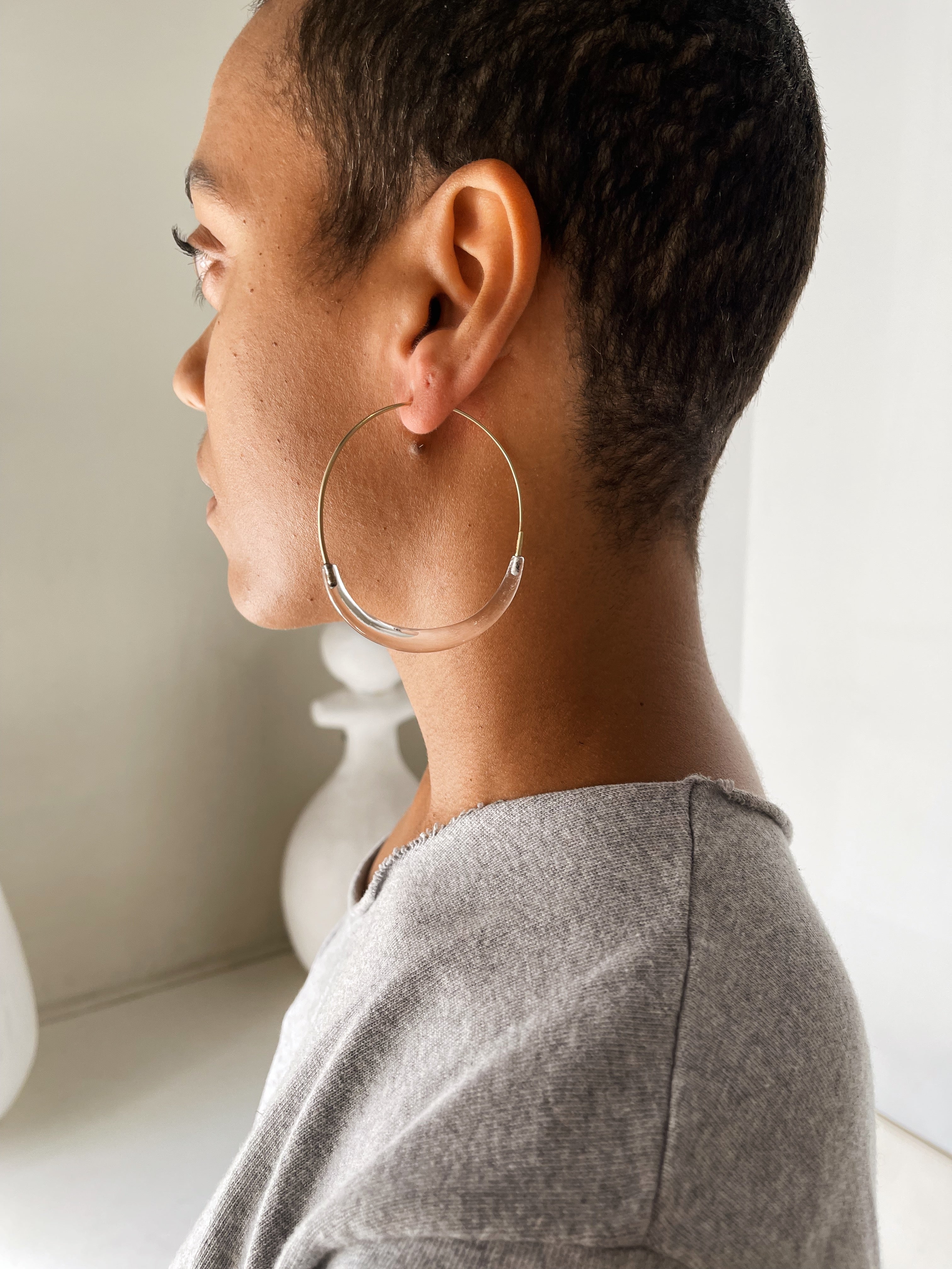 Met X TENTHOUSANDTHINGS XL  Stone Hoop Earring