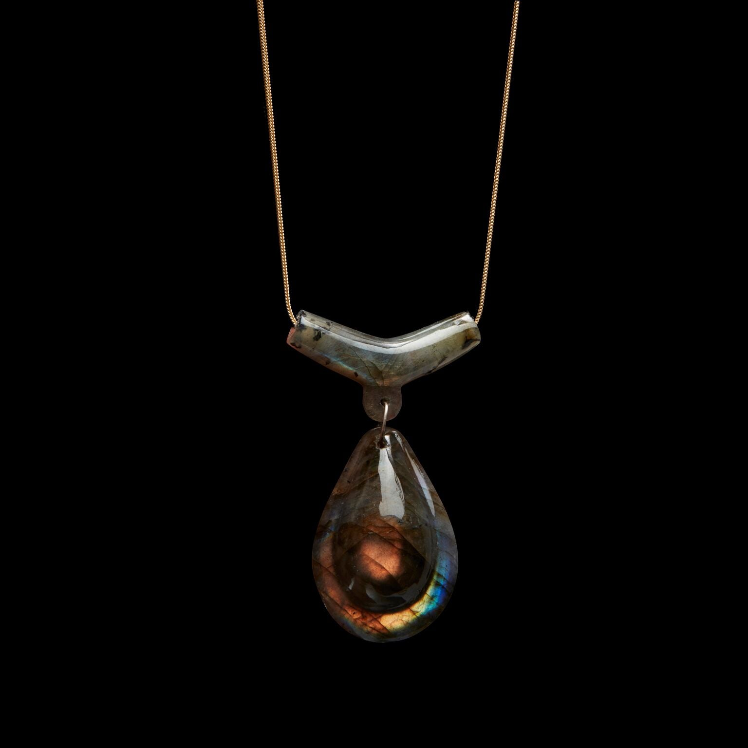 XL Labradorite Teardrop and Holder Bead Necklace